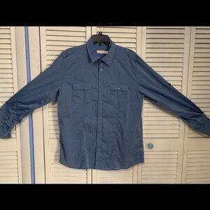 Calvin Klein Men's Casual Denim Blue Shirt